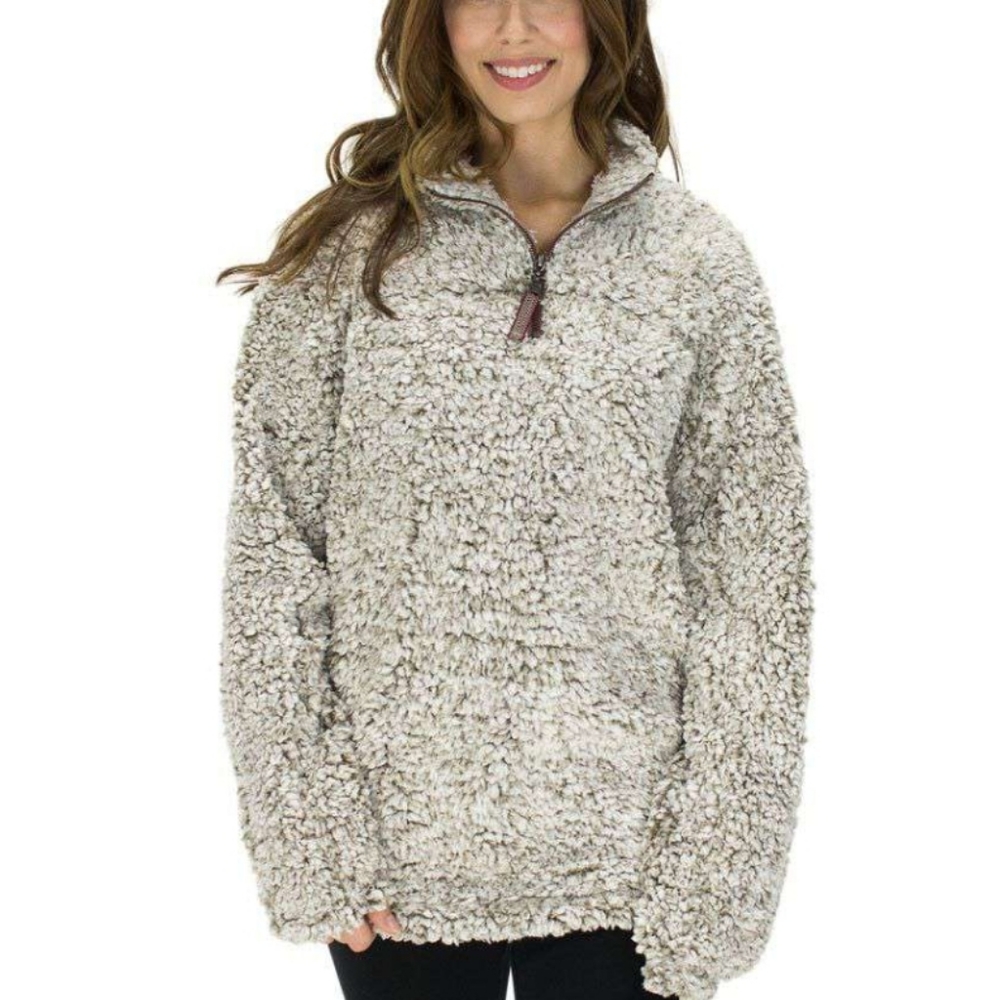True Grit The Original Frosty Tip Pile Half Zip Sherpa Furry Pullover